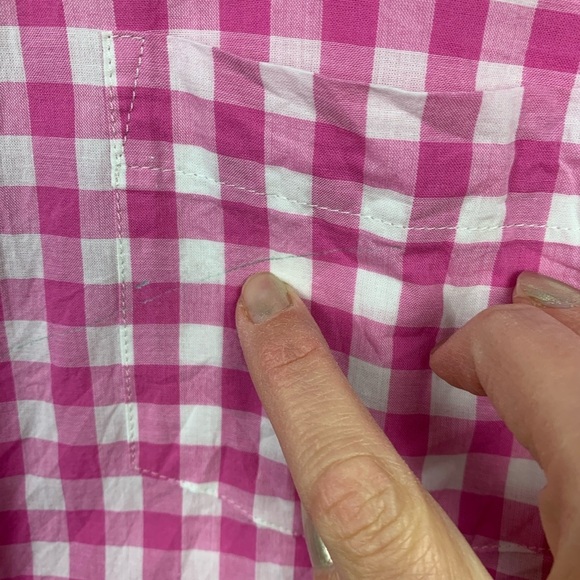 NWT J Crew Factory Button Front Blouse Pink Gingham Petite Medium PM - Picture 5 of 8